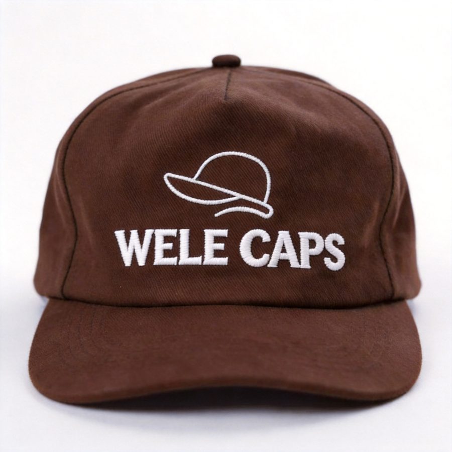 5-panel baseball cap in washed brown cotton, front view